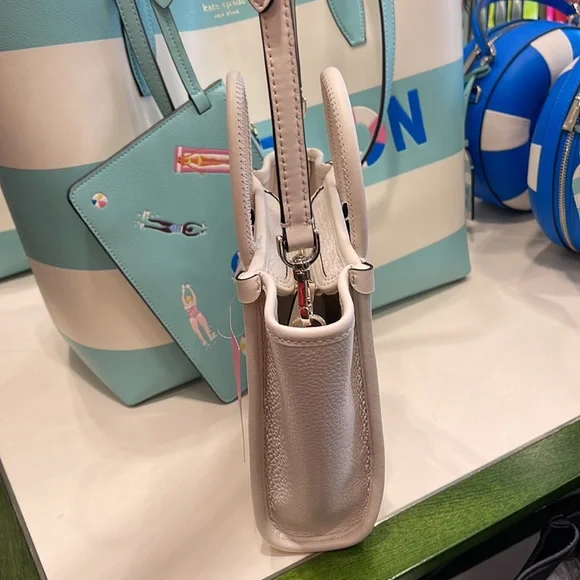 Kate Spade New York Ella Mini Tote Crossbody Pebbled Leather Parchment - Picture 10 of 16